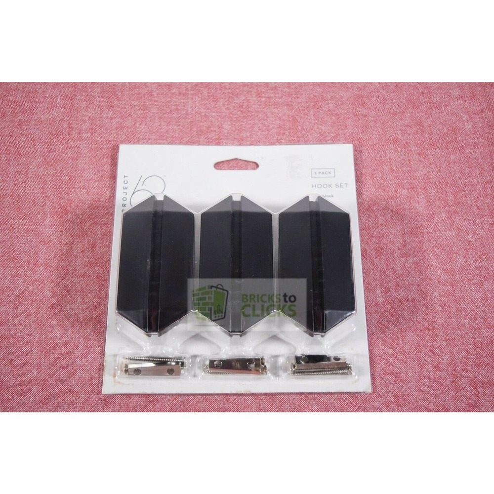 Project 62- 3pk Hexagonal Galaxy Shield Decorative Hook Black